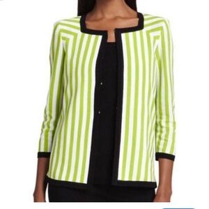MISOOK GLORIA GREEN WHITE STRIPED JACKET SIZE 2x